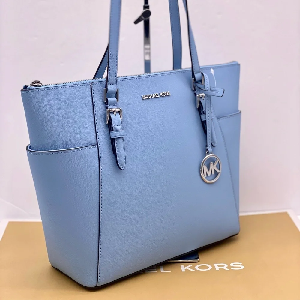 Michael Kors Charlotte Tote Shoulder Bag Light Sky - Picture 2 of 14